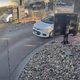 Semi truck wedged in fast food drive-thru